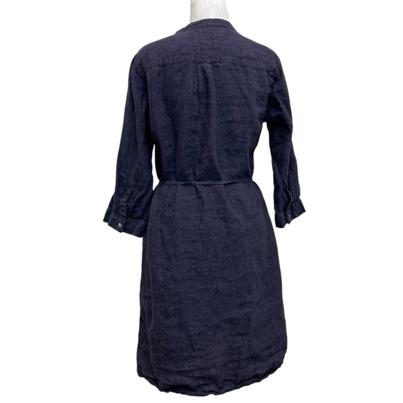 Malvin Royal Blue 100% Linen Belted Waist Safari Shirt Dress - Picture 3 of 9